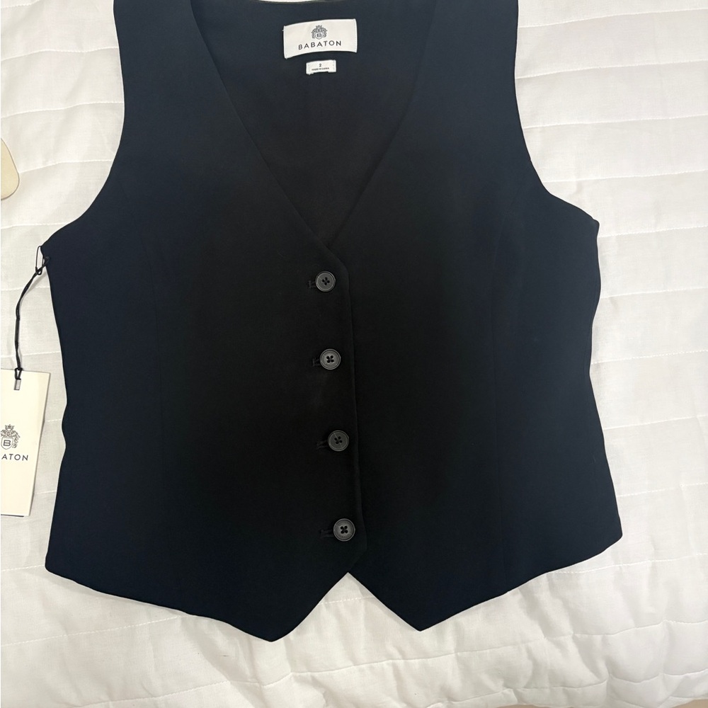 Babaton Black Minimalist Button Vest